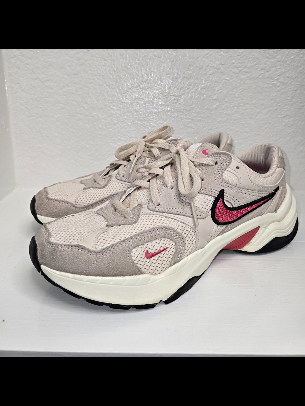 Nike Women's AL8 GUAVA  Neutral Pink Mesh & Suede Athletic Sneakers